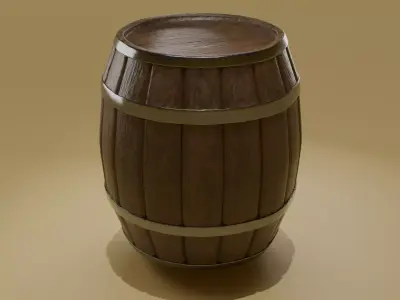 Barrel Low-poly 3D model 13