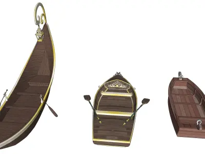 Fantasy lowpoly 3 Boats 3D model