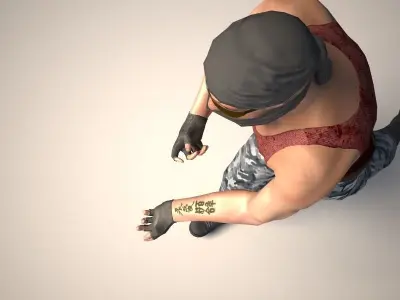 Terrorist character mercenary Low-poly 3D model