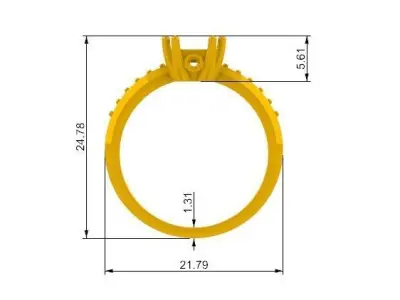 Anillo De Dama Piedra Central  Anillo De Dama Piedra Central SM  3D print model