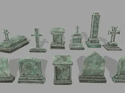 tombstone 1 gravestones and crosses Low-poly 3D model