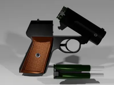Soviet noiseless pistol complex S4 Low-poly 3D model