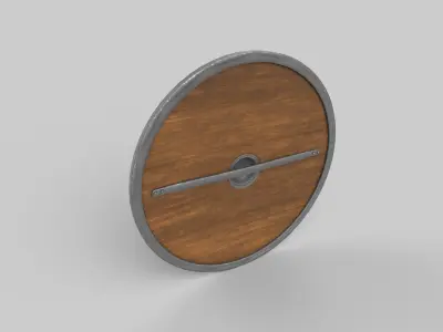 Shield wooden Low-poly 3D model