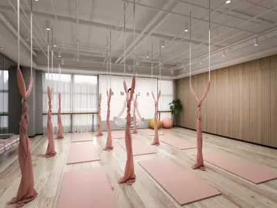 Dance yoga classroom Low-poly 3D model
