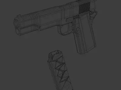 Colt M1911 Pistol Game ready lowpoly Low-poly 3D model
