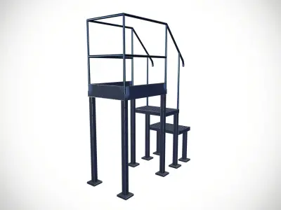 Industrial Metal Stairs and Work Platforms Safe Rack Low-poly 3D model