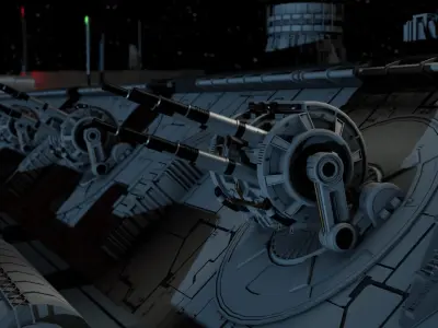 Sci-fi quad laser cannons  3D model