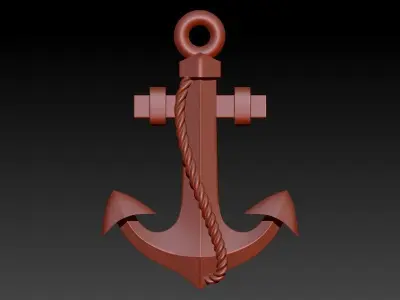 MENS ANCHOR PENDANT NECKLACE ROPE DESIGN JEWELRY  3D print model