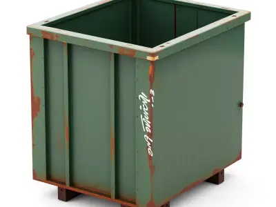 Weathered Industrial Open Top Container Low-poly 3D model