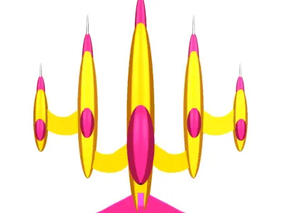 Alien plane Low-poly 3D model