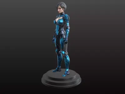 Cybernetic Girl STL Futuristic Robotic Female 3D print model