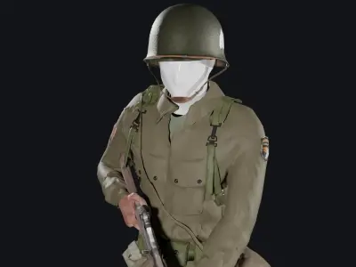 World War 2 - US Paratrooper - Rigged Low-poly 3D model purchase
