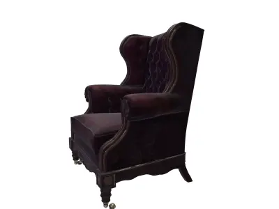 Vintage Tufted Leather Armchair Victorian Style Furniture 3D model