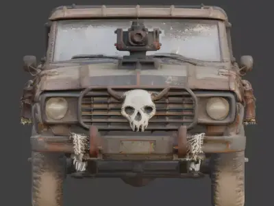 Post-Apocalyptic Outlaw Battle Truck 3D Model Low-poly 3D model