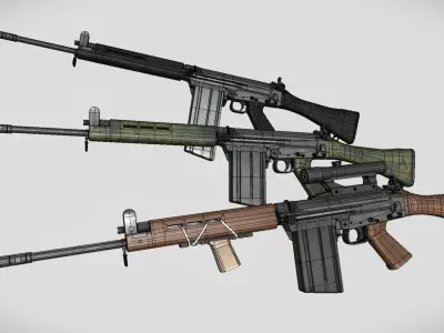 Battle rifle minipack Low-poly 3D model