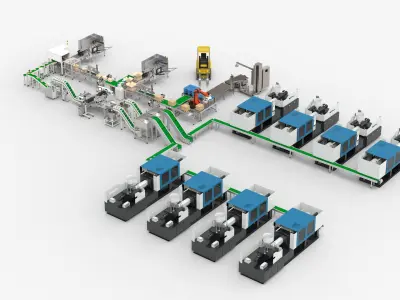 Automatic Plastic Parts Production Line 3D model
