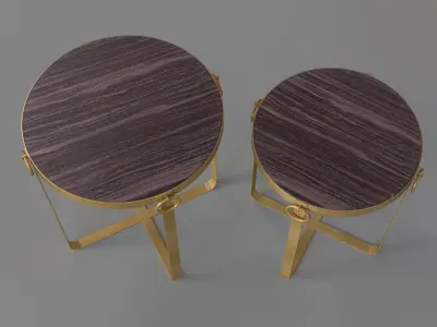 Onix Set Of 2 Tables Purple And Antique Gold 3D model