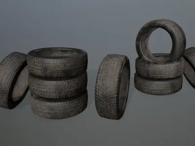 Tire 2 tyres pack Low-poly 3D model