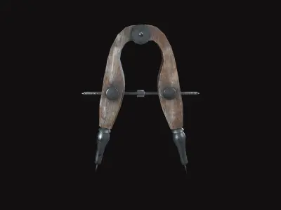 Medieval Wooden Compass Low-poly 3D model