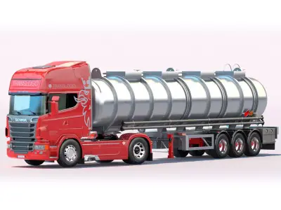 Euro Truck With Tanker 3D model