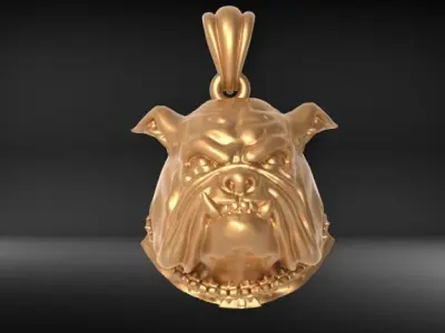 Bull Dog Head Pendant Charm Necklace Light Weight Jewelry 3D print model purchase