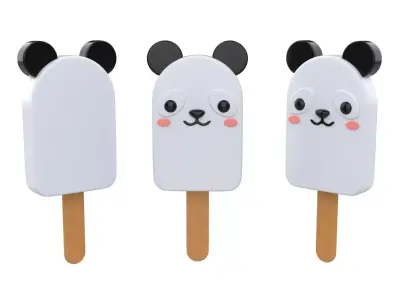 Cartoon Panda Ice Cream Cute Low-poly 3D model