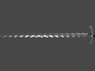 Flamberge sword with Falchion handle Low-poly 3D model