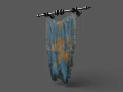 PBR European medieval flag 3D model