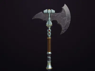 Battle Axe 08 All PBR Unity UE Textures Included Low-poly 3D model