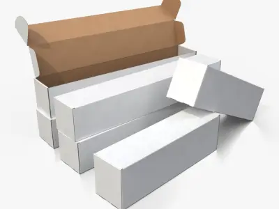 Mailer Boxes - White Long Packaging Set 3D model