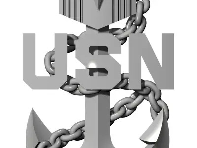 NAVY SEABEE USN ANCHOR ANTIQUE RING    3D print model