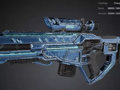 Blue Realistic Gun 3D model