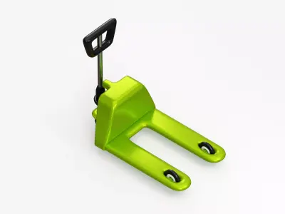 Hydraulic trolley with cardboard box Low-poly 3D model