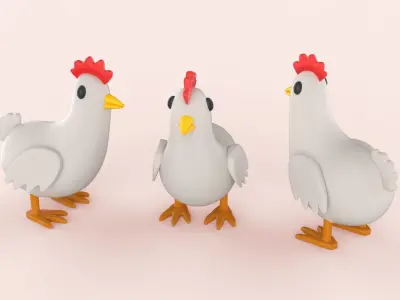 Cartoon Chicken Animal Style Cute Low-poly 3D model