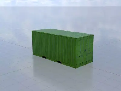 Freight-Container Yellow-Green 20ft Low-poly 3D model