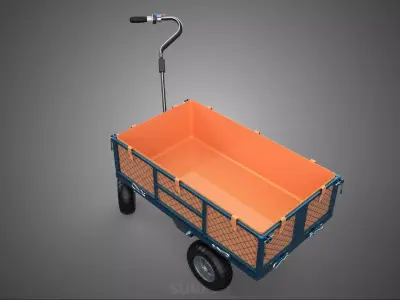ELECTRIC GARBAGE RUBBISH TRASH TRAILER CART DUMP WAGON BIN TRUCK 3D model
