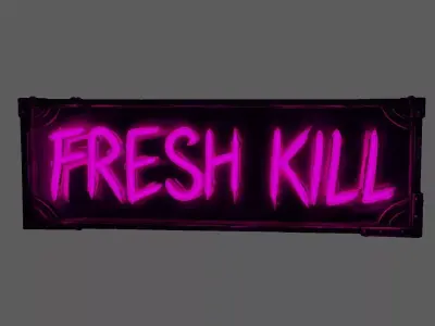 Stylized Neon Signboard - Fresh Kill Horror  Cyberpunk Sign 3D model
