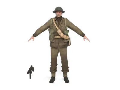 British Allied Soldier Low-poly 3D model