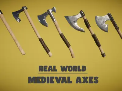 Real World - Medieval Axes Low-poly 3D model