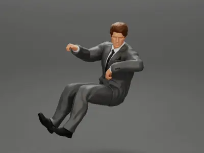 businessman sitting in car holding steering wheel leaning arm 3D print model