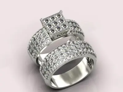  Engagement rings Low-poly 3D model