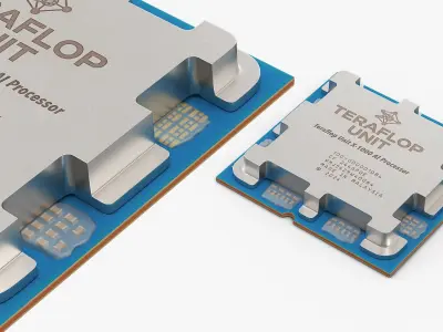 Central Processing Unit Chip Silver 3D model
