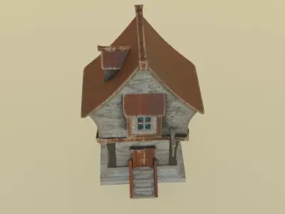 Medieval House Low-poly 3D model 5