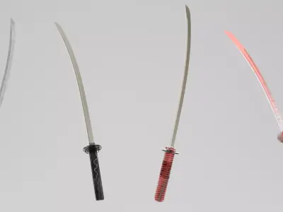 Katana Low-poly 3D model 11