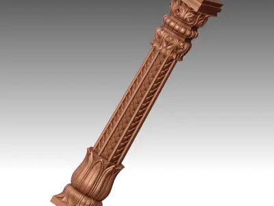 Wood carved Column 3D print model