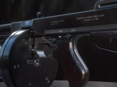 Thompson M1928 Submachine Gun Low-poly 3D model Low-poly 3D model