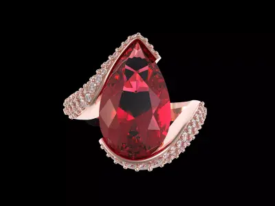 Pretty Pear Diamond Ring 3D print model