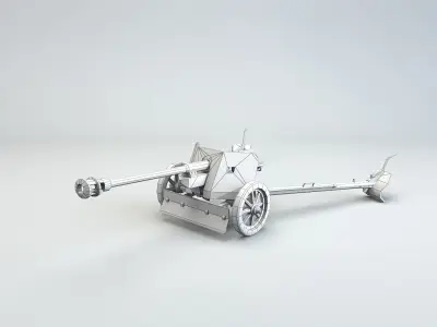 Low Poly 7 5 cm Panzerabwehrkanone 40 Anti Tank Gun Low-poly 3D model