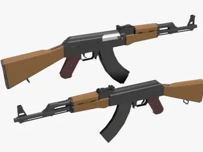 AK-47 type 1 Low-poly Low-poly 3D model