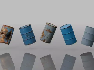 Industrial Oil Barrel Set  6 Variations Low-poly 3D model